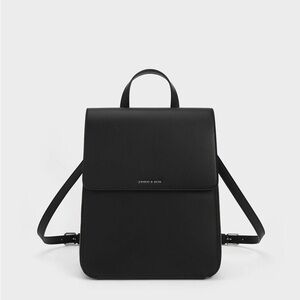 Charles & Keith Black Minimalist Square Backpack